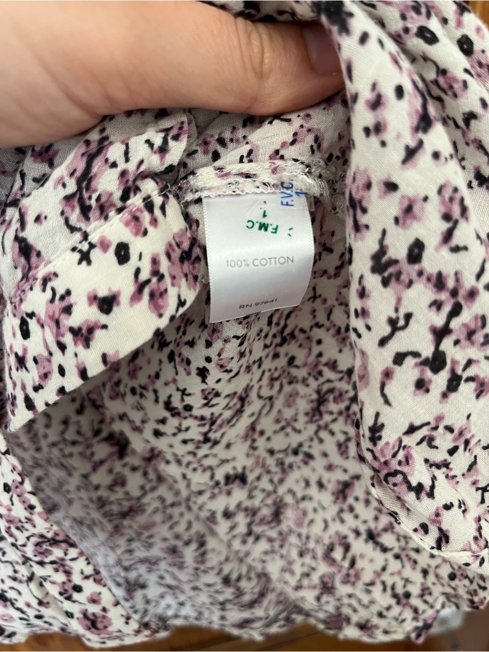 J.Jill Ditsy Floral Button-Up Blouse in White and Dusty Purple 100% Cotton - Picture 4 of 5